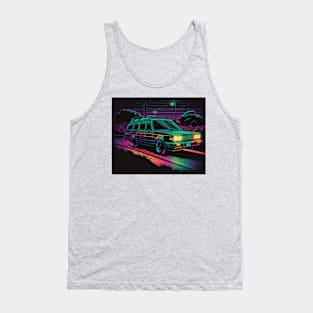 Retro Neon 80s Station Wagon on the Road Tank Top